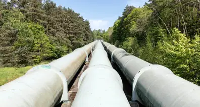 Gas pipeline during a pressure test procedure