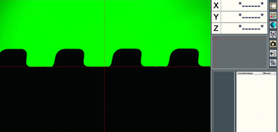 Analyse d'une tranche d'empreinte M70 sur un projecteur de profil