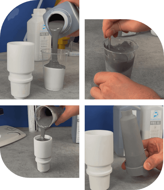Step by step application of the F85 Xl in bottles